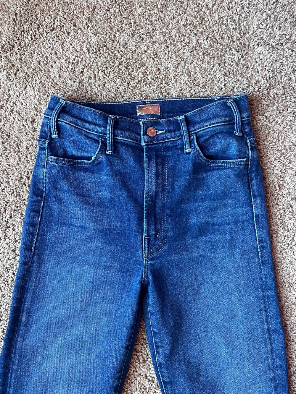 MOTHER The Hustler Ankle FrayMedium Blue Straight-Leg Jeans Size 27 - Picture 7 of 16